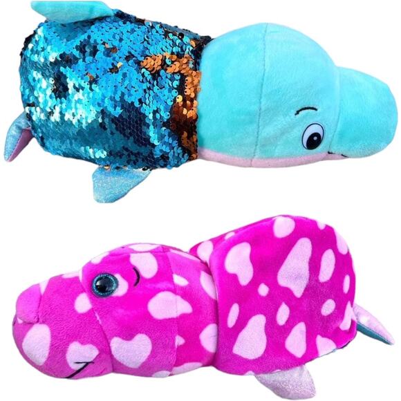 Flip A Zoo Flipazoo Plush Stuffed Animal Blushes Seal Danica Dolphin Sequin 14" - Picture 1 of 4